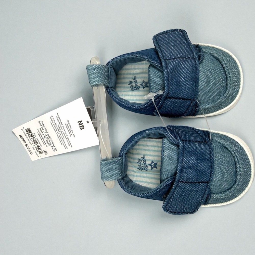Baby B’gosh Newborn Denim Soft Sole Shoes Velcro Strap – Size NB NEW WITH TAGS! - Picture 7 of 12